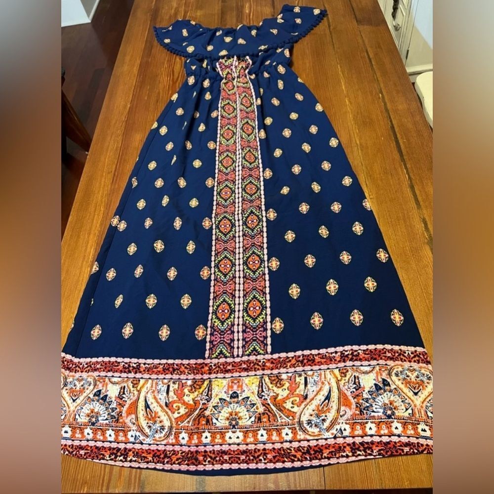 AS U WISH Boho Maxi Navy Dress‎